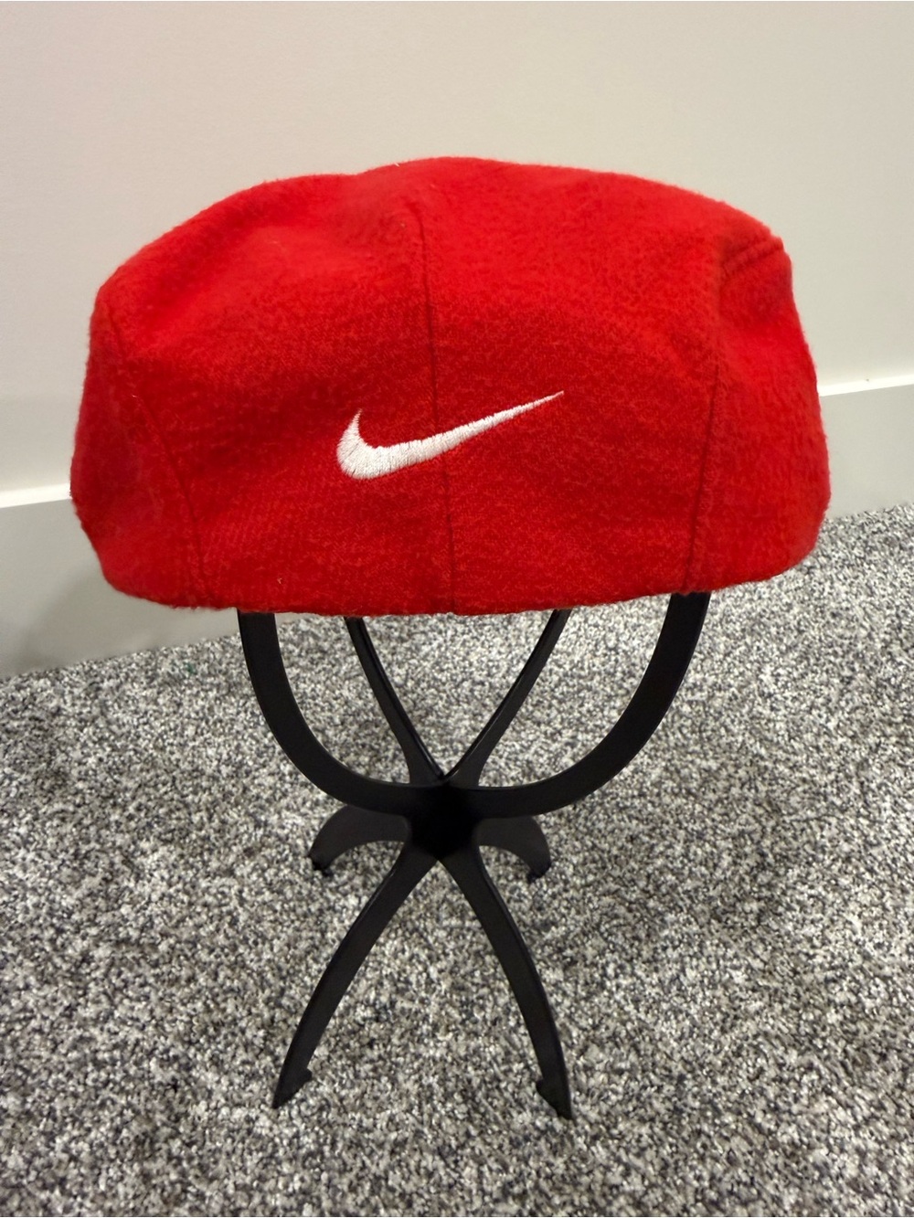 Vintage Nike Men’s Red Cabbie Flat Cap Wool Blend Grandpacore Newsboys Hat